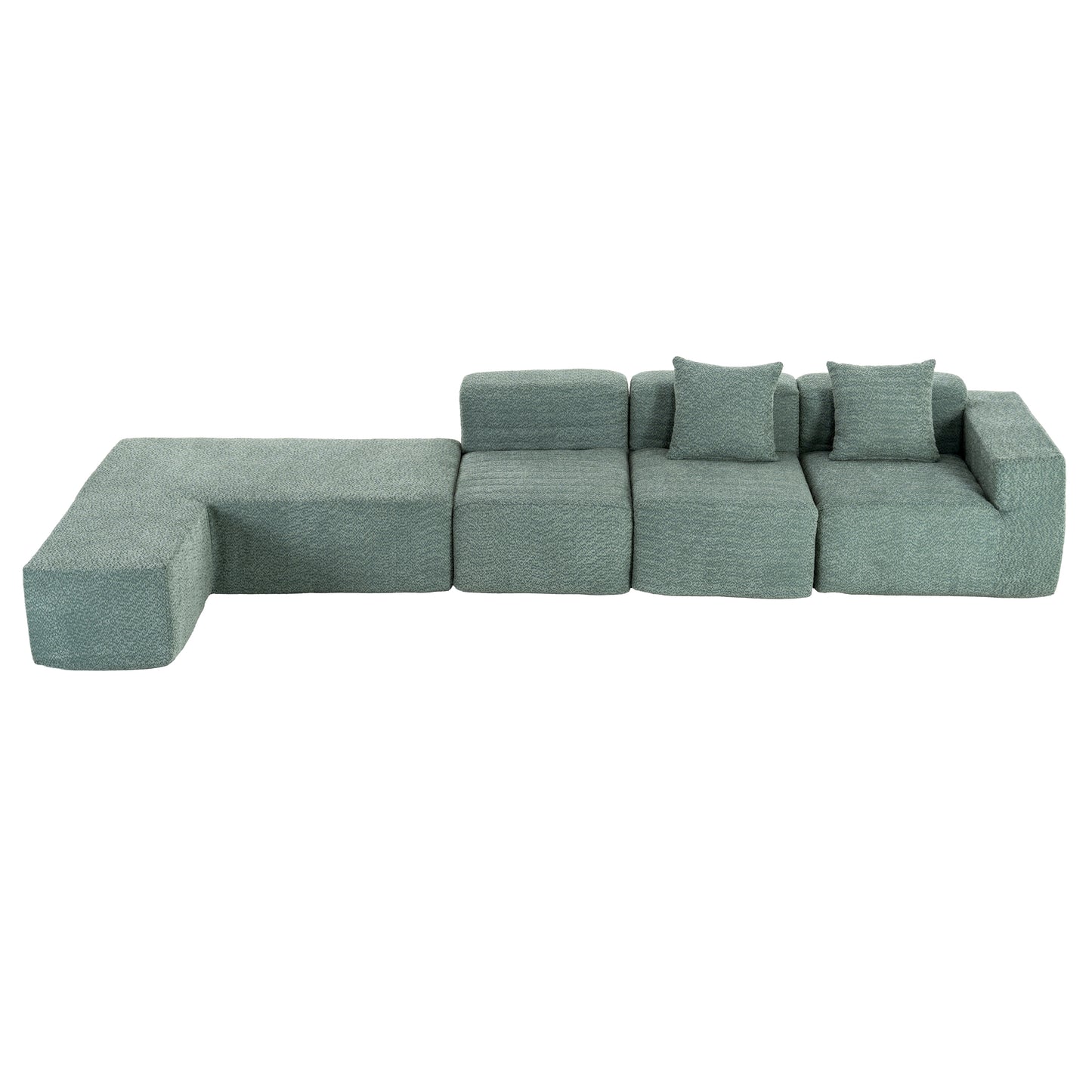 116.5" Sectional Sofa Full-compressed Sofa Couch Free-combined Sofa for Living Room, Green