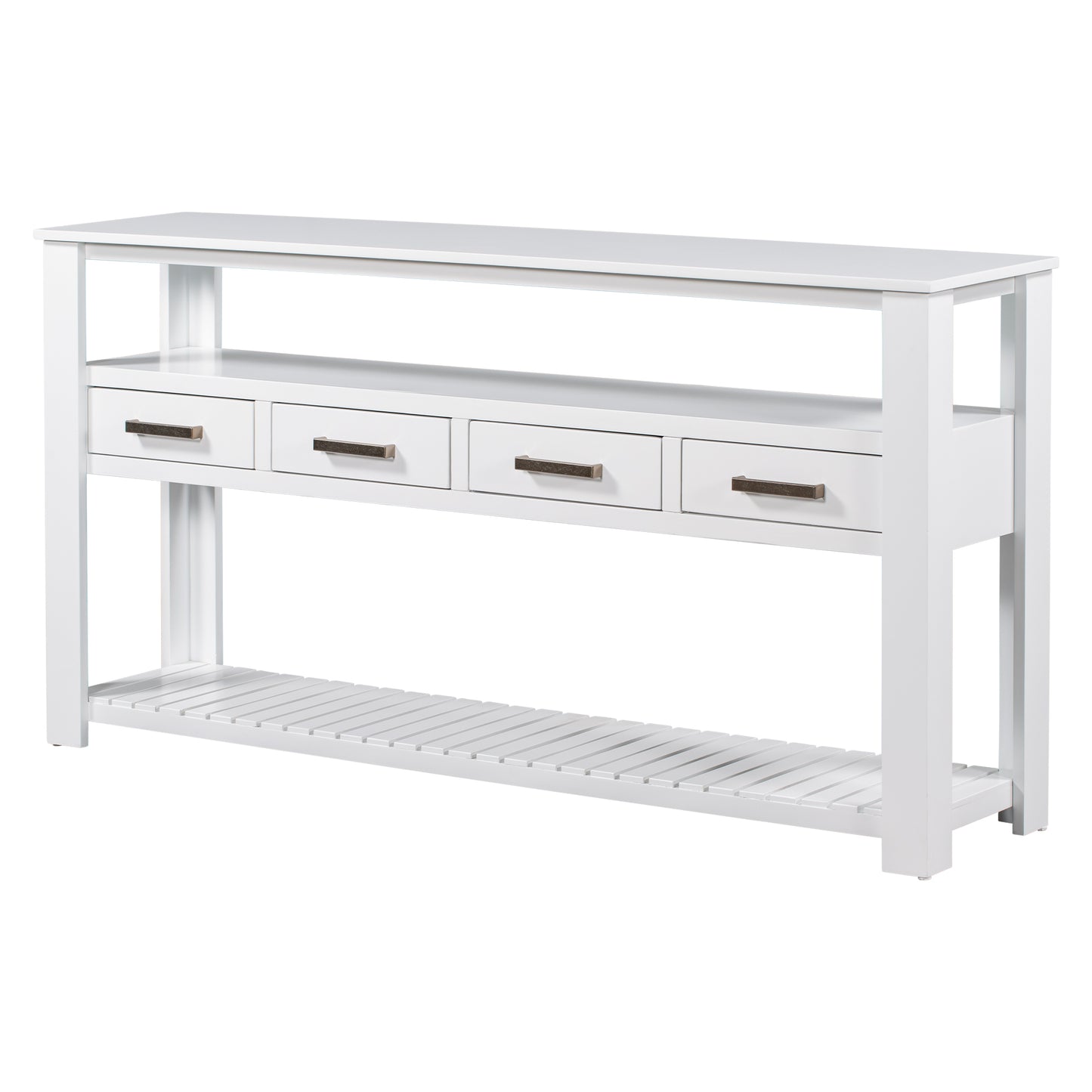 U_STYLE 62.2'' Modern Console Table Sofa Table for Living Room with 4 Drawers and 2 Shelves