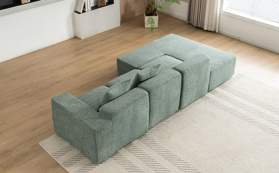 116.5" Sectional Sofa Full-compressed Sofa Couch Free-combined Sofa for Living Room, Green