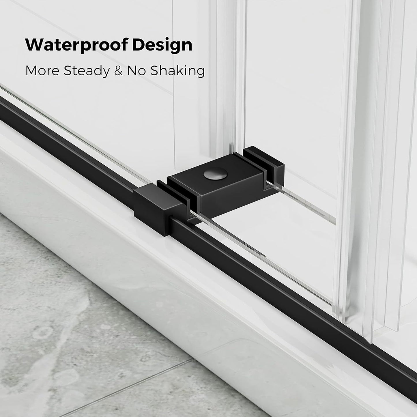 56 to 60 in. W x 76 in. H Double Sliding Frameless Soft-Close Shower Door with Premium 3/8 Inch (10mm) Thick Tampered Glass and Easy-cleaning Coating in Matte Black 23D02-60MB