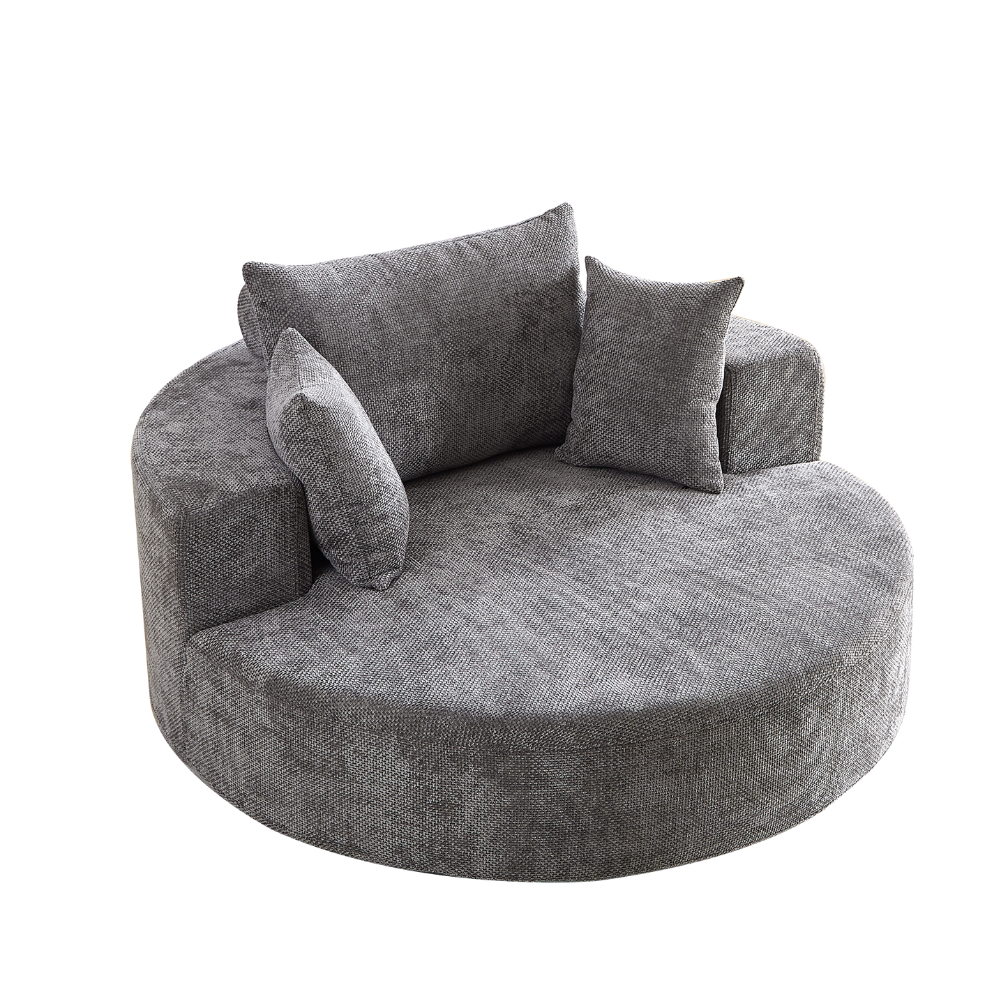 55''L Chenille Foam Single Swivel Chair, Fluffy Modern Sleeper, 360 Degree Swivel Chair for Living Room, Bedroom, Lounge and Projection Room