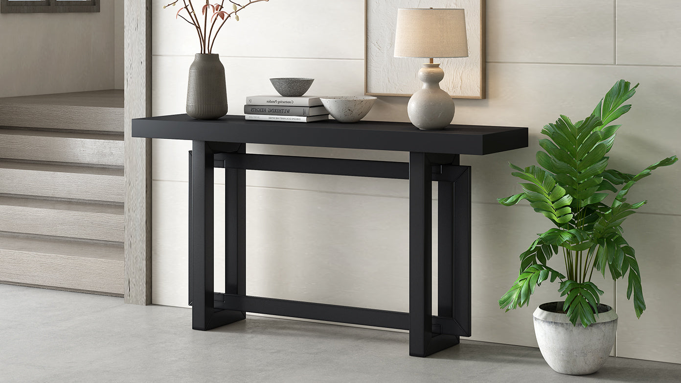 U_STYLE Contemporary Console Table with Wood Top, Extra Long Entryway Table for Entryway, Hallway, Living Room, Foyer, Corridor