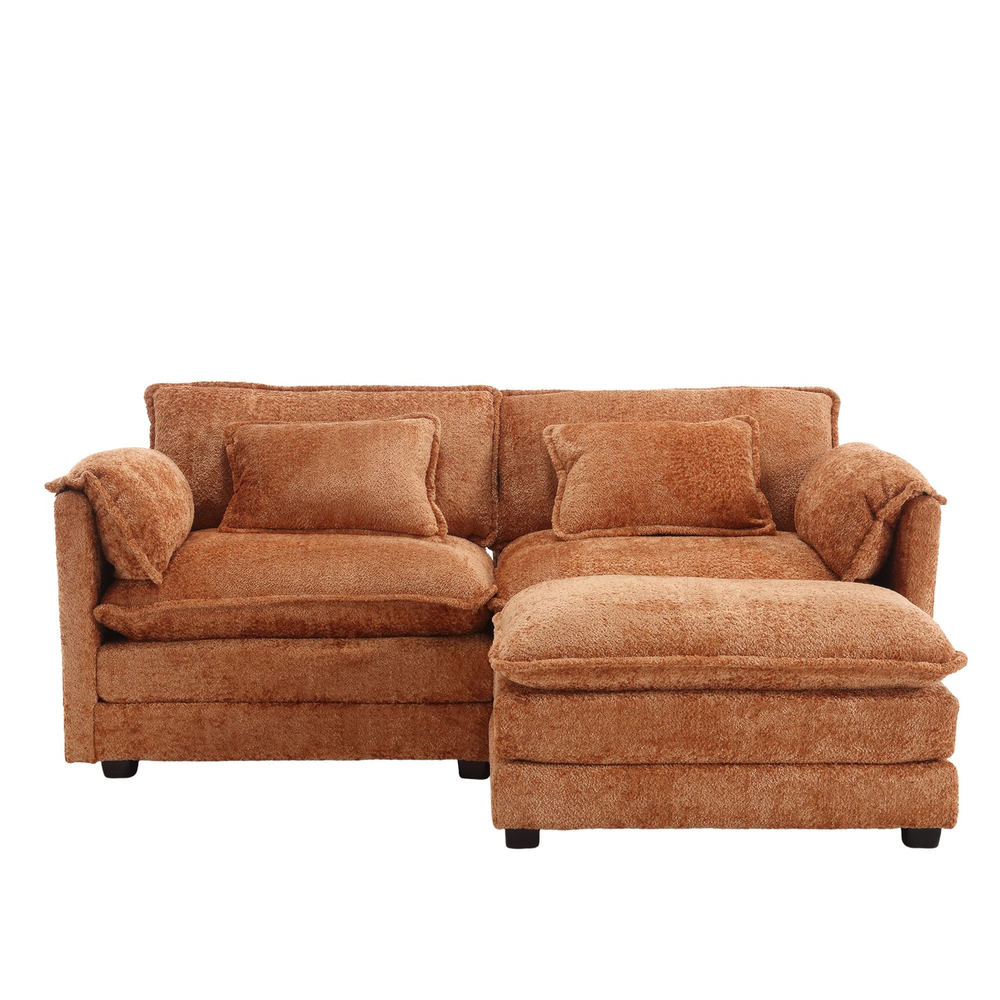 UNITED WE WIN Chenille fabric, removable armrests with side pockets, high density sponge filling, oversized double sofa with footstool