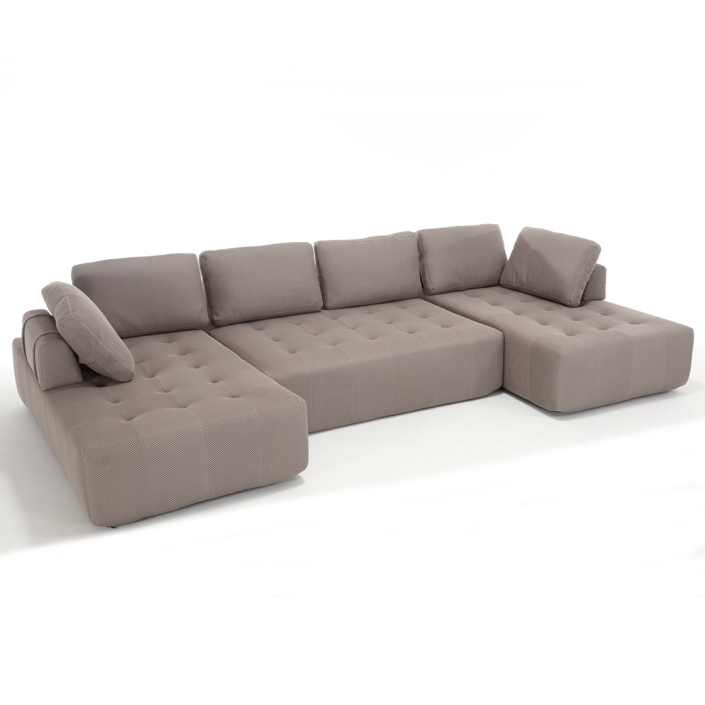 [NEW ARRIVED] [VIDEO PROVIDED]138.5 "Modular Combination Sofa, U-shaped Sofa, Living Room, Apartment, Upholstered ,6-seat Sofa, Free Combination Sofa (Mesh Fabric), Breathable Fabric, Gray