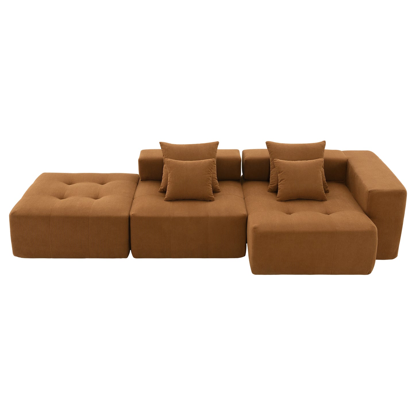 [VIDEO+New]105.5''L Shaped Modular Sectional Sofa,Minimalist Corduroy Floor Couch Set,Convertible Foam-Filled Cloud Compressed Couch for Living Room,3 PC Free Combination,No Assembly Required,3 Colors