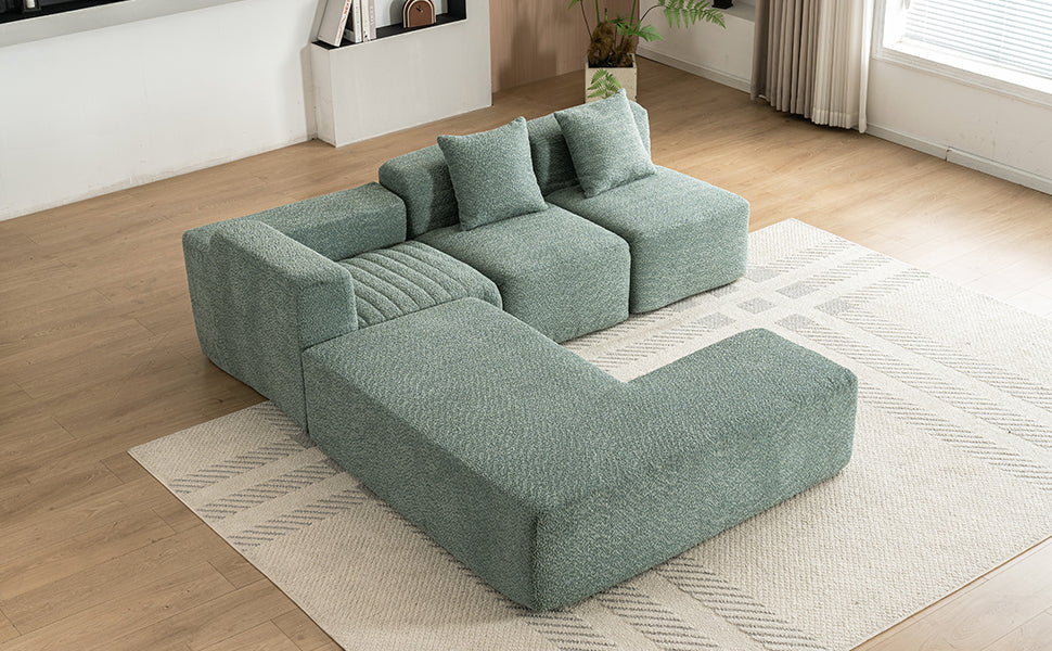 116.5" Sectional Sofa Full-compressed Sofa Couch Free-combined Sofa for Living Room, Green