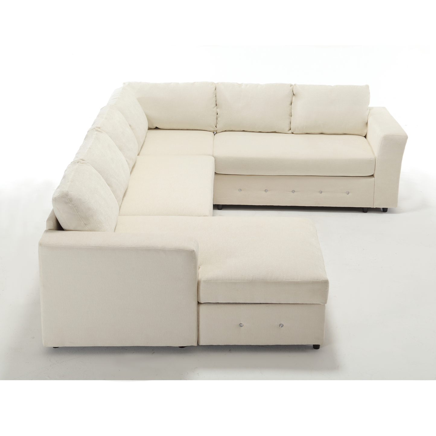 [NEW ARRIVED] [VIDEO PROVIDED]110.75" Sectional Sofa,Oversized modular sofa,Chaise Storage, Modern U Shaped  Couch , Upholstered Sofas,Chenille,Crystal button , Living Room, Apartment,  Beige