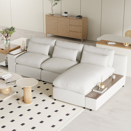 U_Style [ Video Provided] L-shaped Modular Sectional Sofa with Removable Back Cushions,3 Pillows and 2 Storage Spaces,Suitable for Living rooms,Offices and Apartments