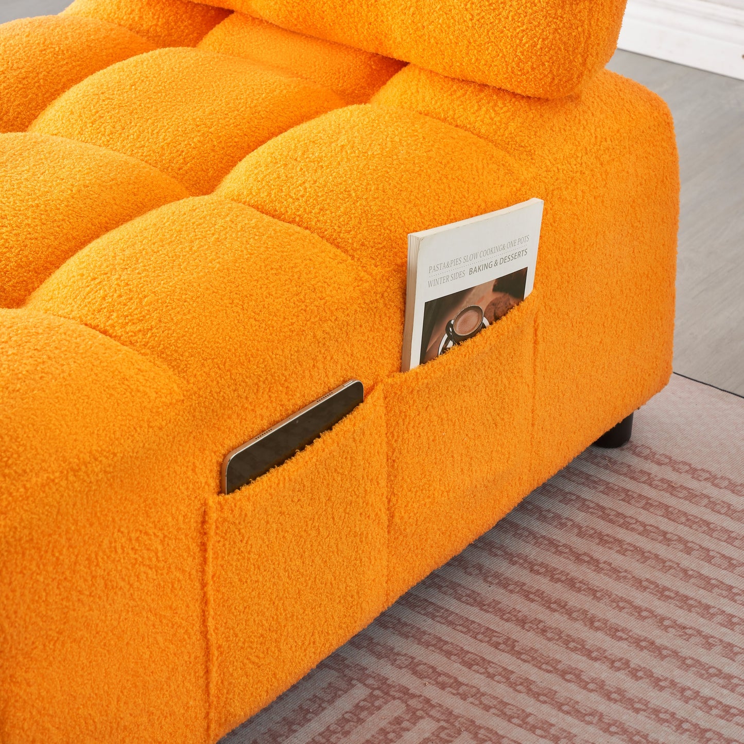 40.20 inches long, Teddy Sofa Fabric,a convertible sofa-cum-bed, for Apartment Office Living Room - Orange