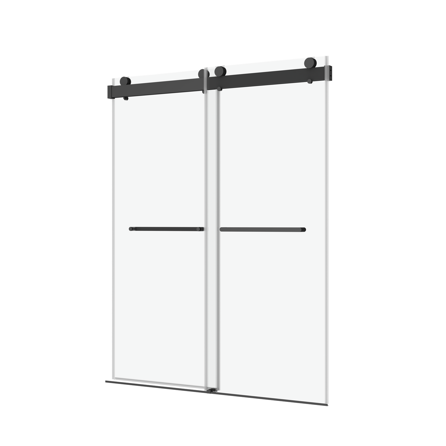 56 to 60 in. W x 76 in. H Double Sliding Frameless Soft-Close Shower Door with Premium 3/8 Inch (10mm) Thick Tampered Glass and Easy-cleaning Coating in Matte Black 23D02-60MB