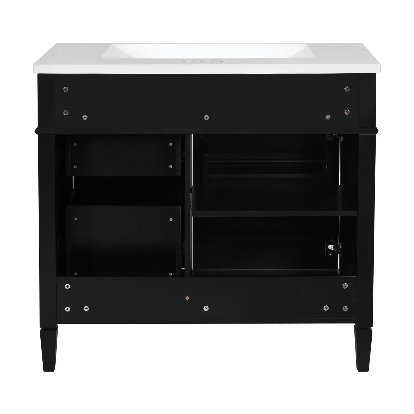 36'' Bathroom Vanity with Top Sink, Modern Bathroom Storage Cabinet with 2 Drawers and a Tip-out Drawer, Single Sink Bathroom Vanity