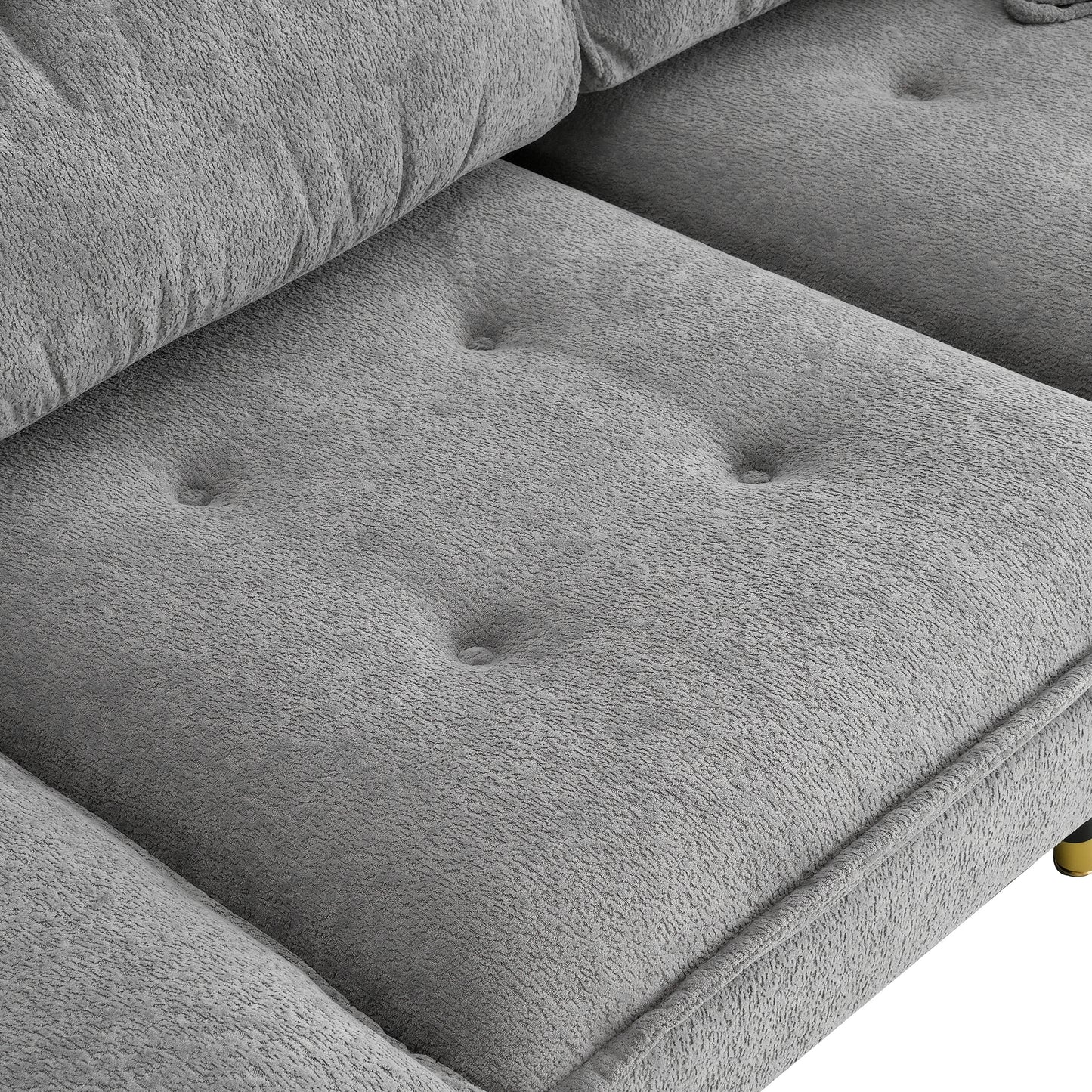 [VIDEO provided][New]106*66.5" L shaped Convertible Sectional Sofa,4 Seat Tufted Couch Set with Two-tone Adjust Legs,Cloud Chenille Fabric,Movable Ottoman for Living Room,  Apartment,Office,3 Colors