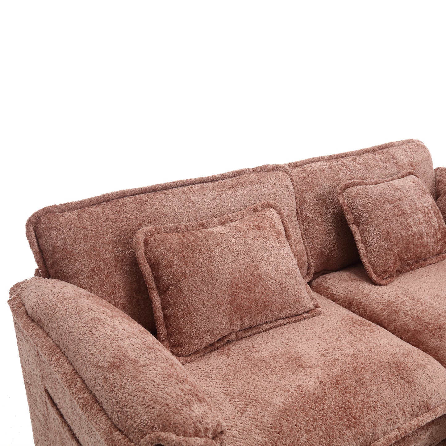 UNITED WE WIN Chenille fabric, removable armrests with side pockets, high density sponge filling, oversized double sofa with footstool