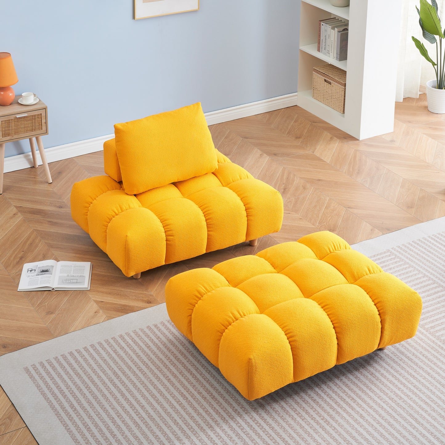 30 inches long, Teddy Sofa Fabric, with spacious and comfortable seat, for Apartment Office Living Room -Yellow