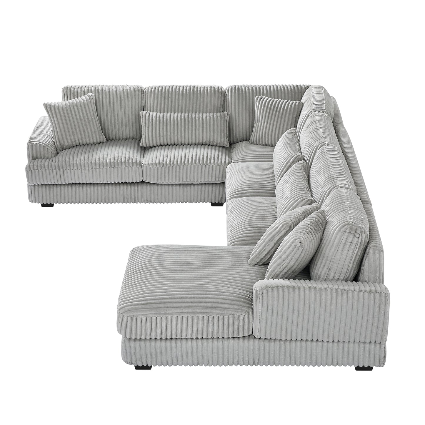 129" Oversized Sectional Sofa U-shaped Sofa Couch Modern Sofa Upholstered in Soft Corduroy with a Chaise Lounge for Living Room, Grey