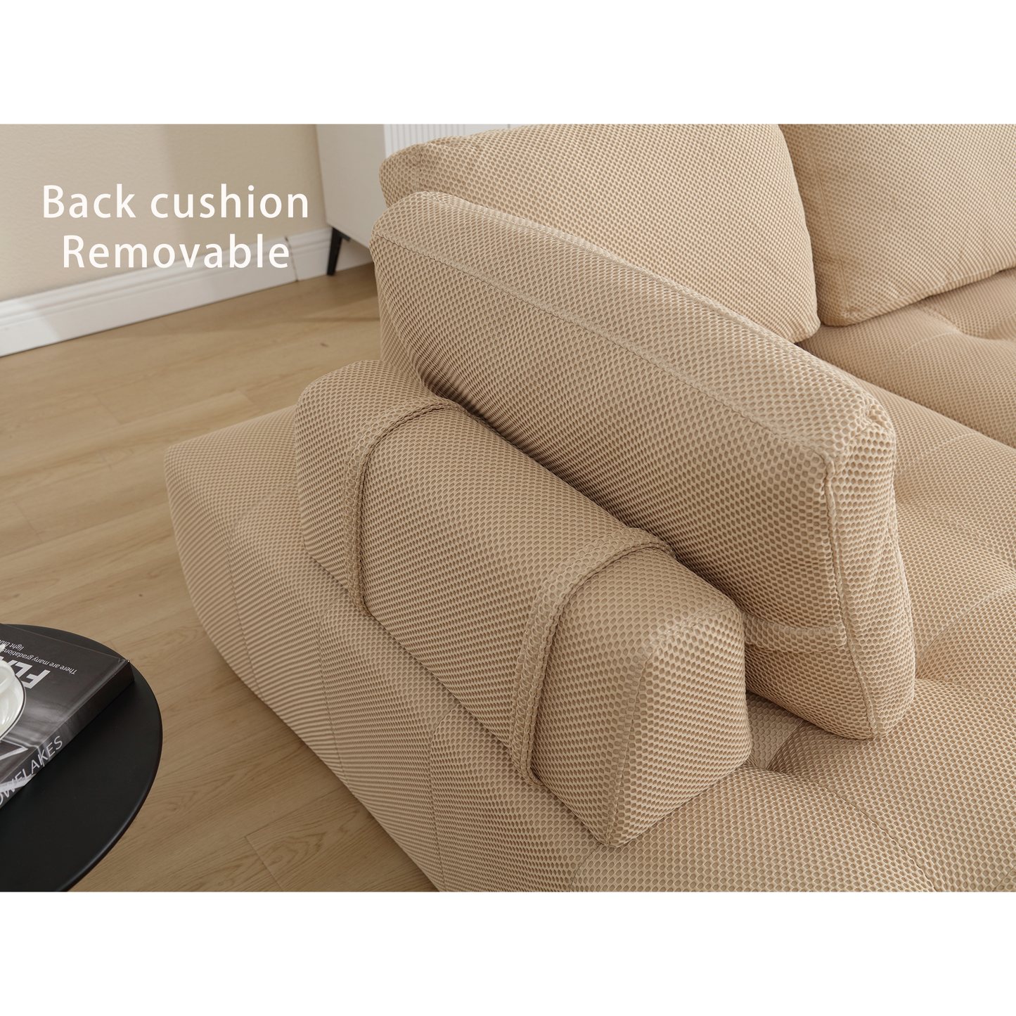 [NEW ARRIVED] [VIDEO PROVIDED]138.5 "Modular Combination Sofa, U-shaped Sofa, Living Room, Apartment, Upholstered ,6-seat Sofa, Free Combination Sofa (Mesh Fabric), Breathable Fabric, Khaki