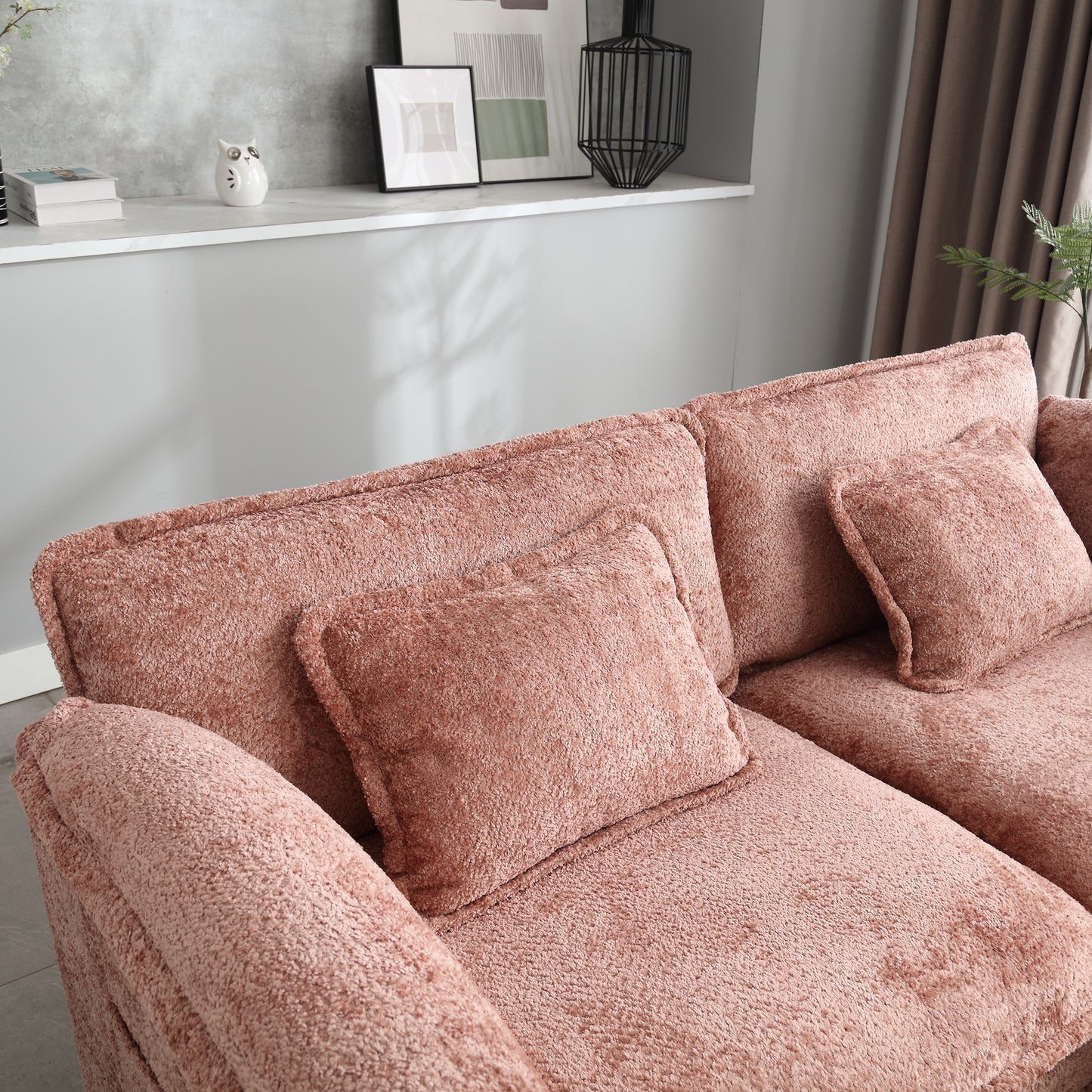 UNITED WE WIN Chenille fabric, removable armrests with side pockets, high density sponge filling, oversized double sofa with footstool