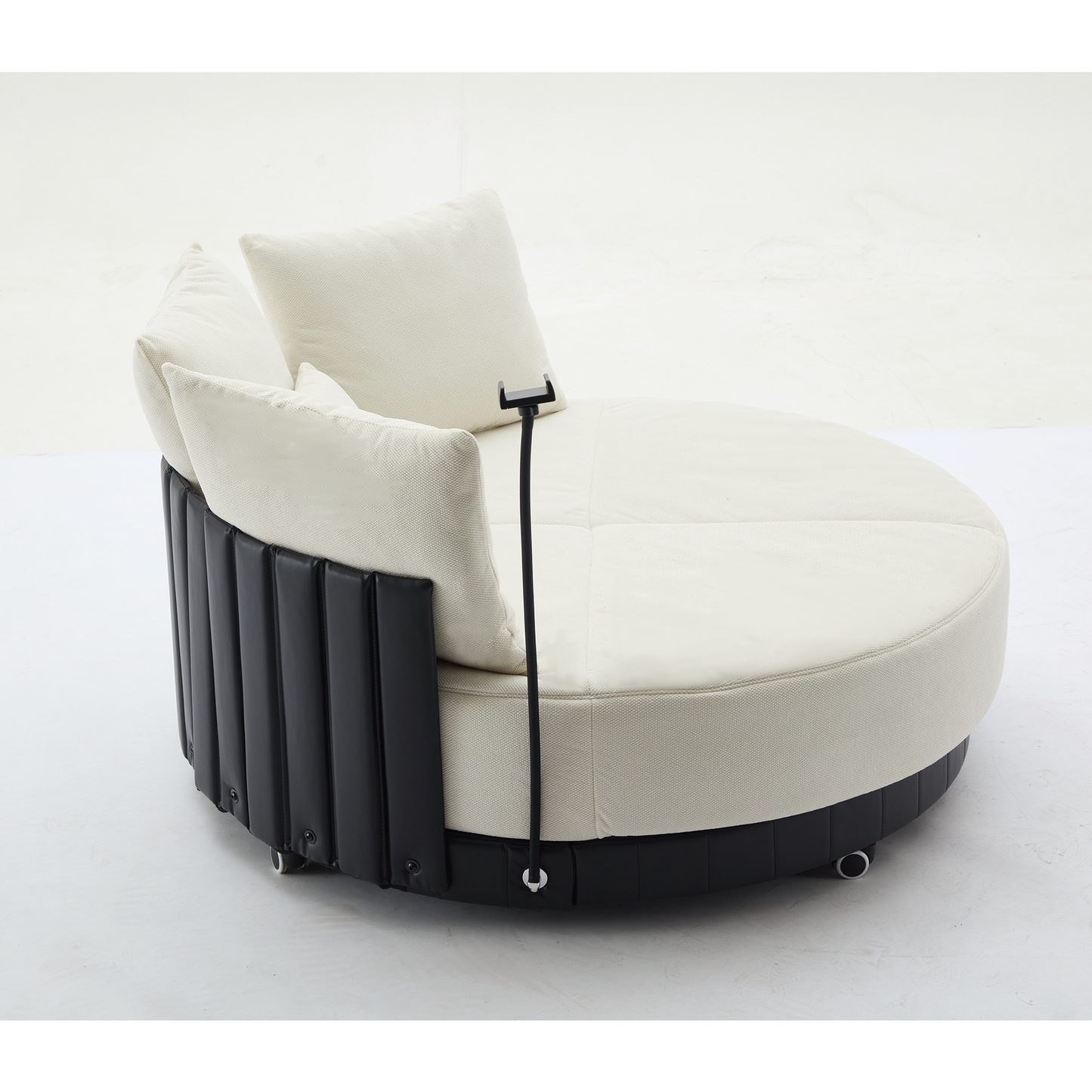 [NEW ARRIVED] [VIDEO PROVIDED]52.75'' Oversized Round Swivel  Chair,360° Swivel Chair, Couples chair,Adjustable phone stand,Swivel Chair,Rotating pulley,Polyester(Anti-Wrinkle),Beige