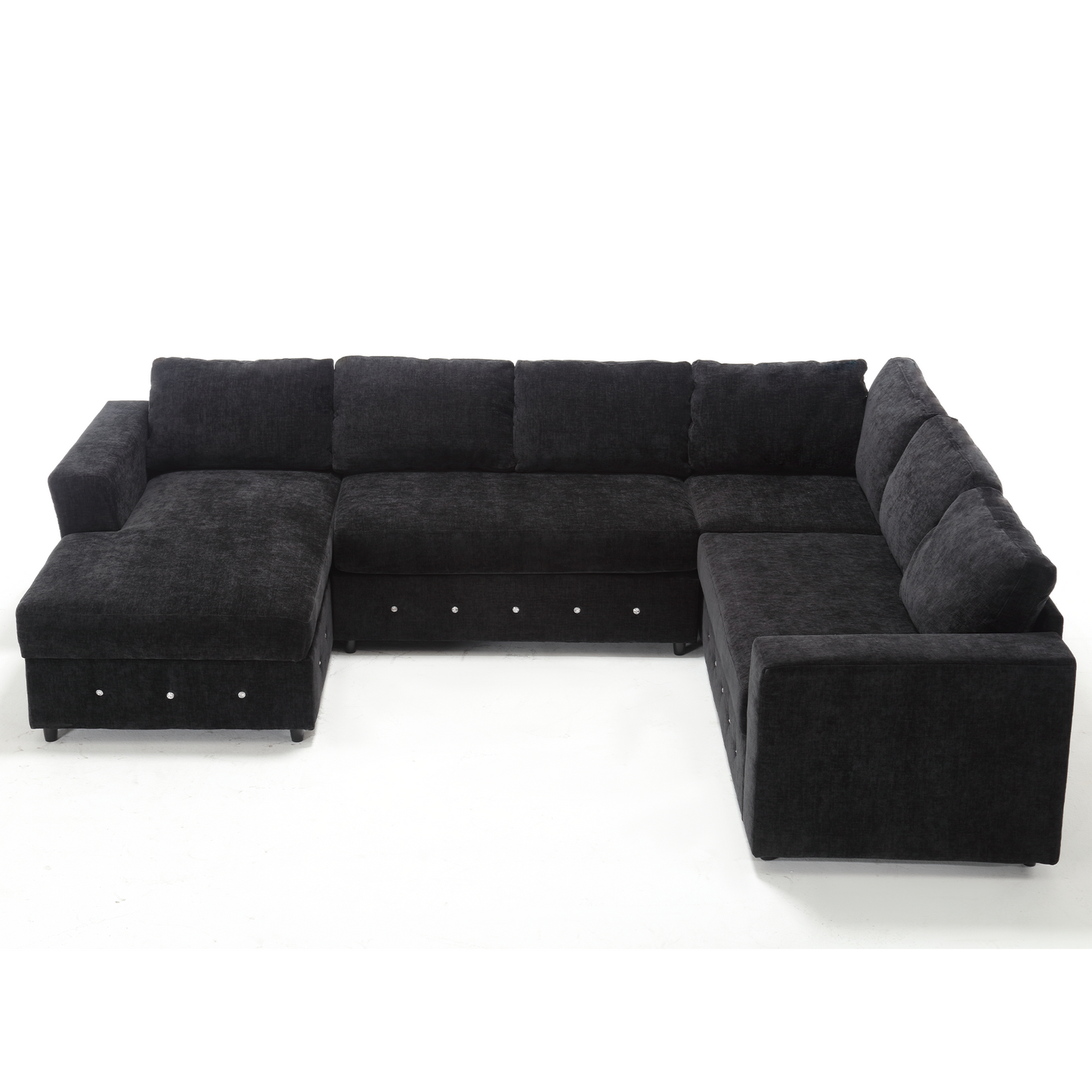 [NEW ARRIVED] [VIDEO PROVIDED]110.75" Sectional Sofa,Oversized modular sofa,Chaise Storage, Modern U Shaped  Couch , Upholstered Sofas,Chenille,Crystal button , Living Room, Apartment, Black