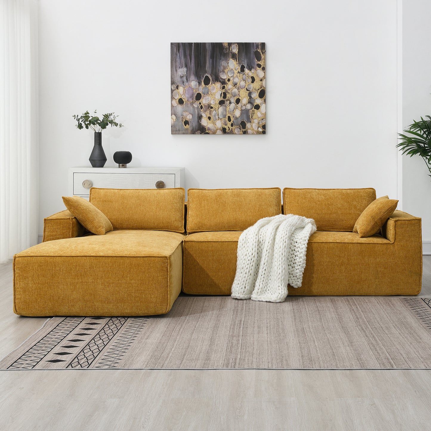 [VIDEO+New] 111.5*72" Minimalist Style Modular Sectional Sofa,Wrinkle-resistant Chenille Couch Set,L-Shaped Compressed Sofa for Living Room,2 PIC Free Combination,No Assembly Require,3 Colors