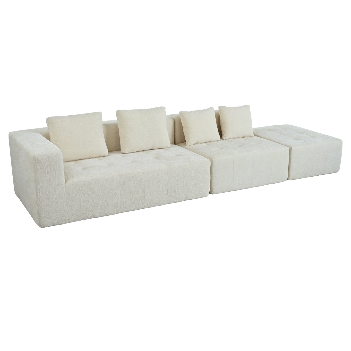 U_Style Modern Large Removable Modular Sofa, 3-Piece Set with Free Combination, Includes 4 Cushions, Ideal for Living Room, Bedroom, Apartment