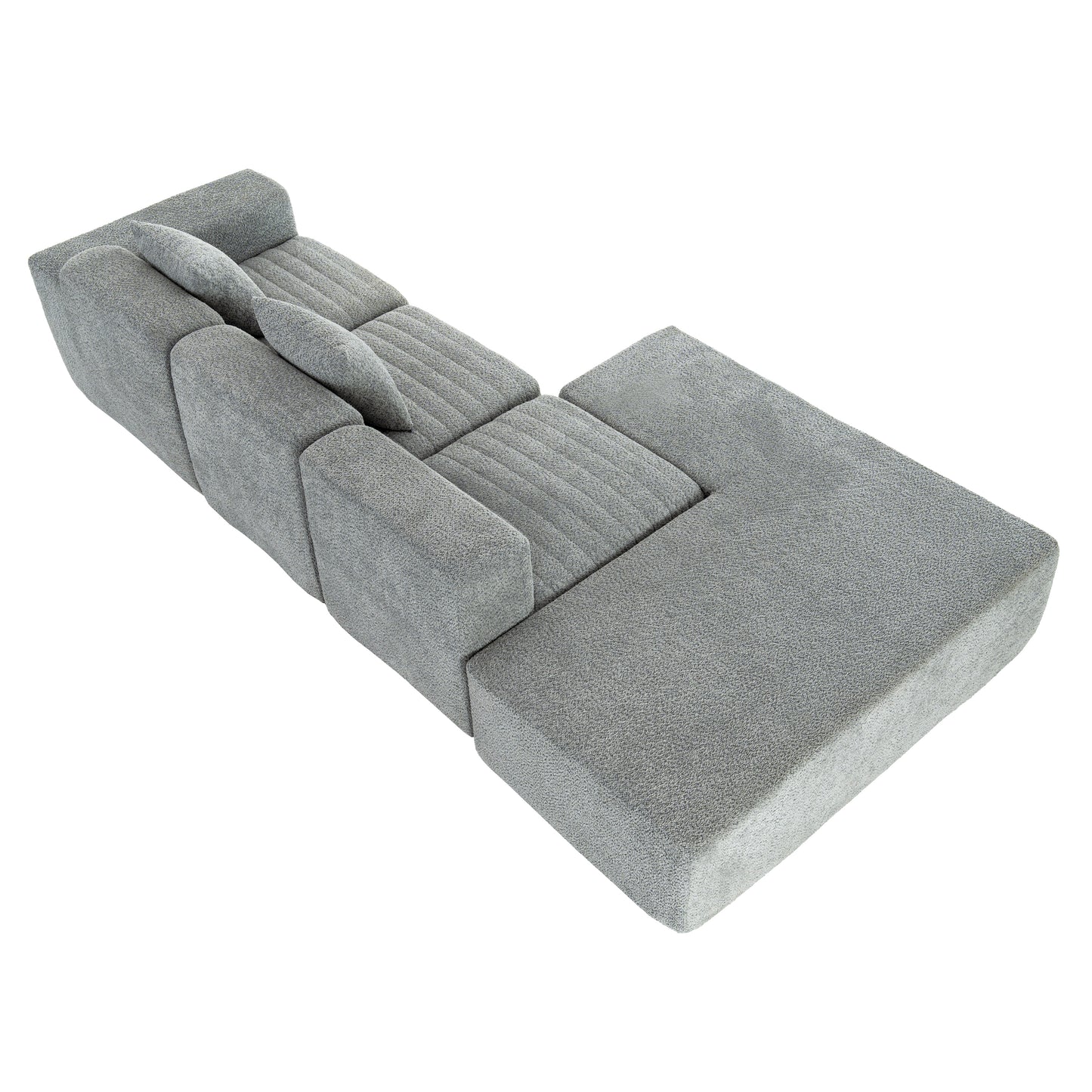 116.5" Sectional Sofa Full-compressed Sofa Couch Free-combined Sofa for Living Room, Grey