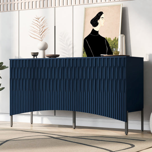 U_Style Elegant Sideboard Featuring Curved Bottom Doors with Arched Groove Design in a Stylish Four-Door Layout,Suitable for Living Rooms,Entrance and Study