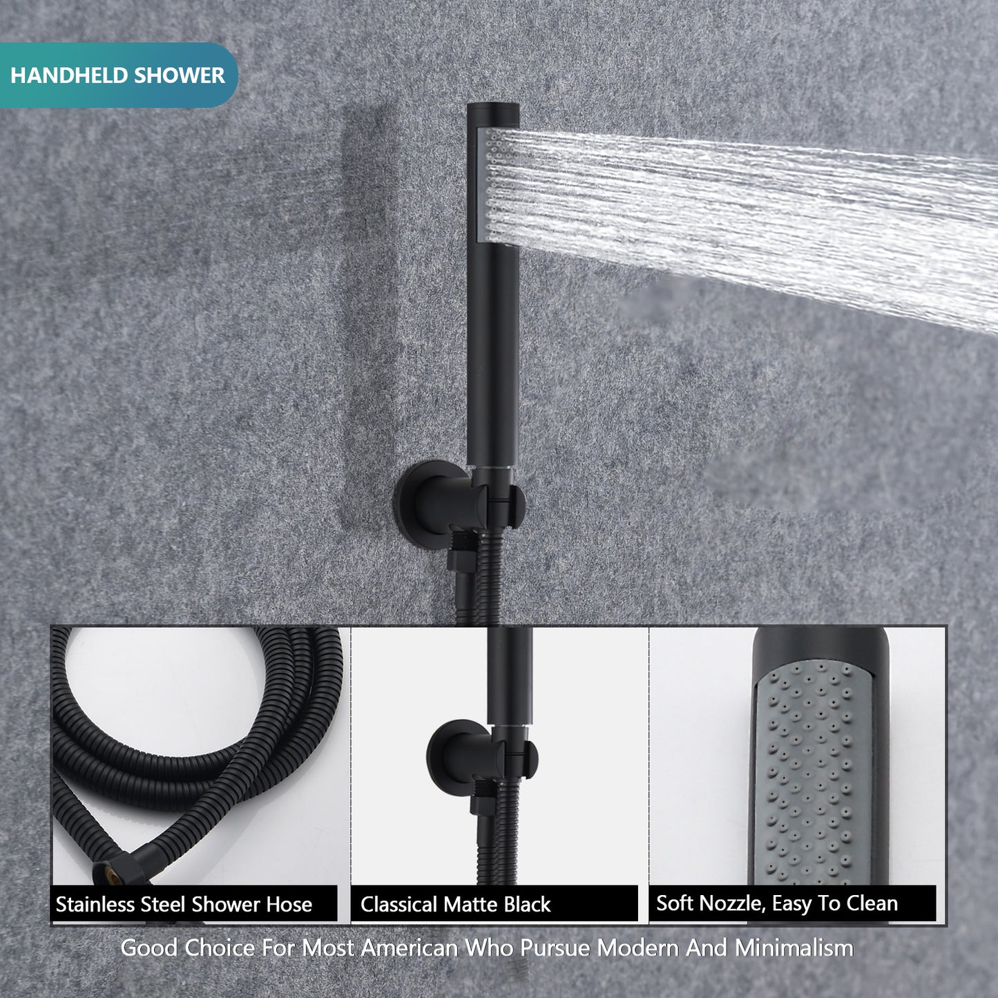 Wall Mounted Round Shower Combo Set with 10" Rain Shower head and Handheld Shower Head Set with Pressure Balancing Valve