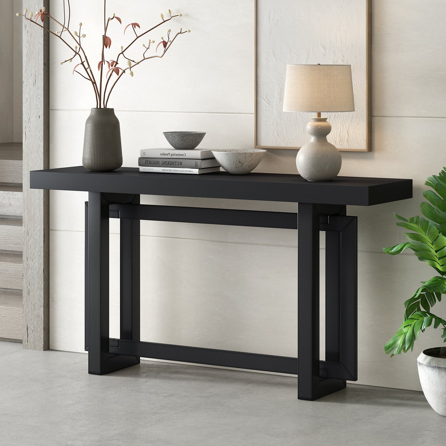 U_STYLE Contemporary Console Table with Wood Top, Extra Long Entryway Table for Entryway, Hallway, Living Room, Foyer, Corridor