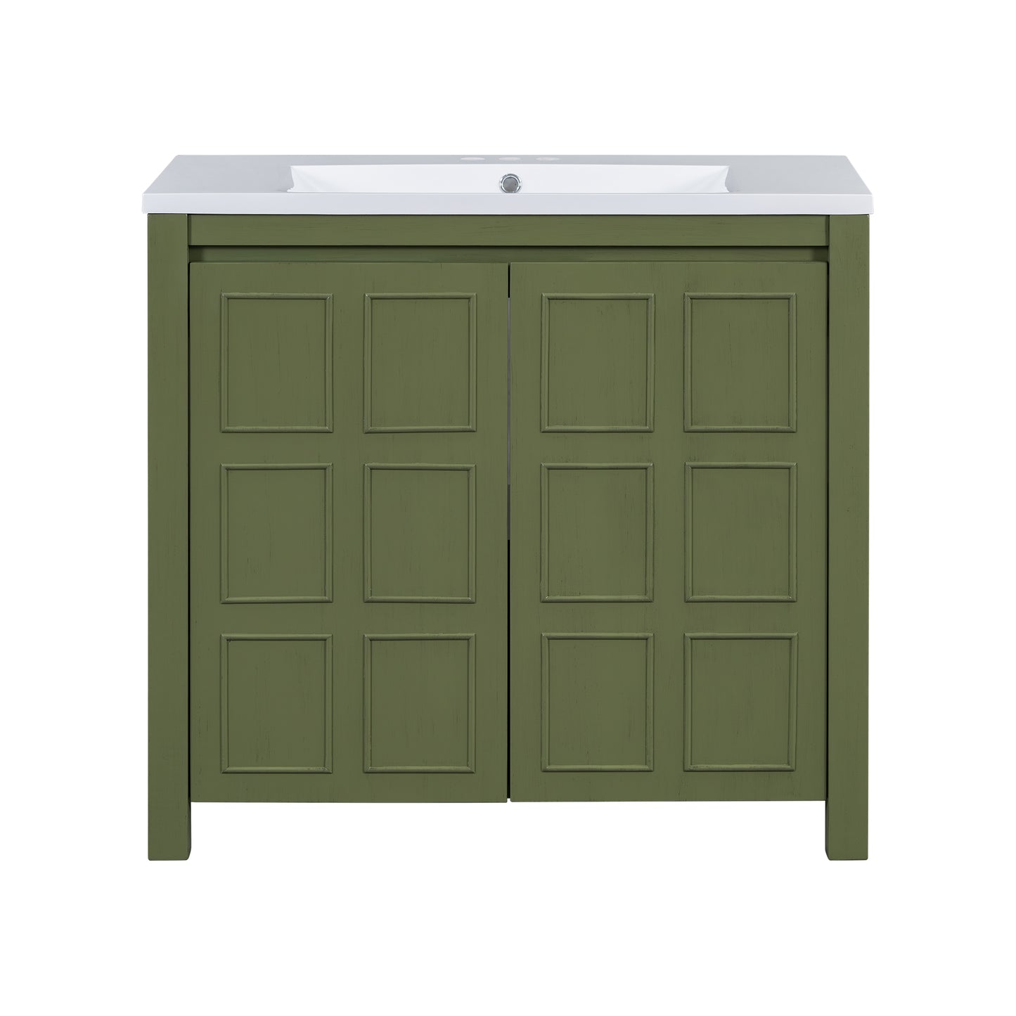 36" Bathroom Vanity Organizer with Sink, Combo Cabinet Set, Bathroom Storage Cabinet, Olive Green