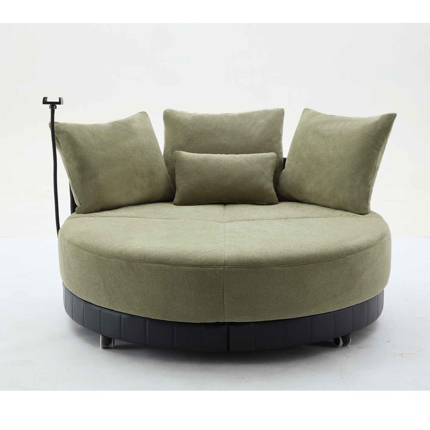 [NEW ARRIVED] [VIDEO PROVIDED]52.75'' Oversized Round Swivel  Chair,360° Swivel Chair, Couples chair,Adjustable phone stand,Swivel Chair,Rotating pulley,Polyester(Anti-Wrinkle),Green