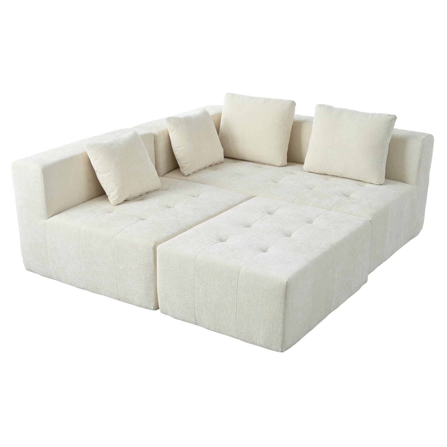 U_Style Modern Large Removable Modular Sofa, 3-Piece Set with Free Combination, Includes 4 Cushions, Ideal for Living Room, Bedroom, Apartment