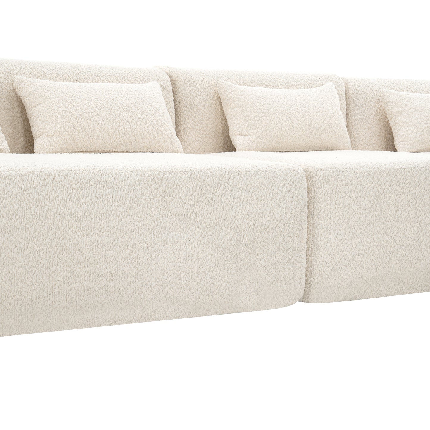 143.7" Upholstered Sofa Free-combined Sofa Couch with Two Chaise Lounge and Five Back Pillows for Living Room, Beige