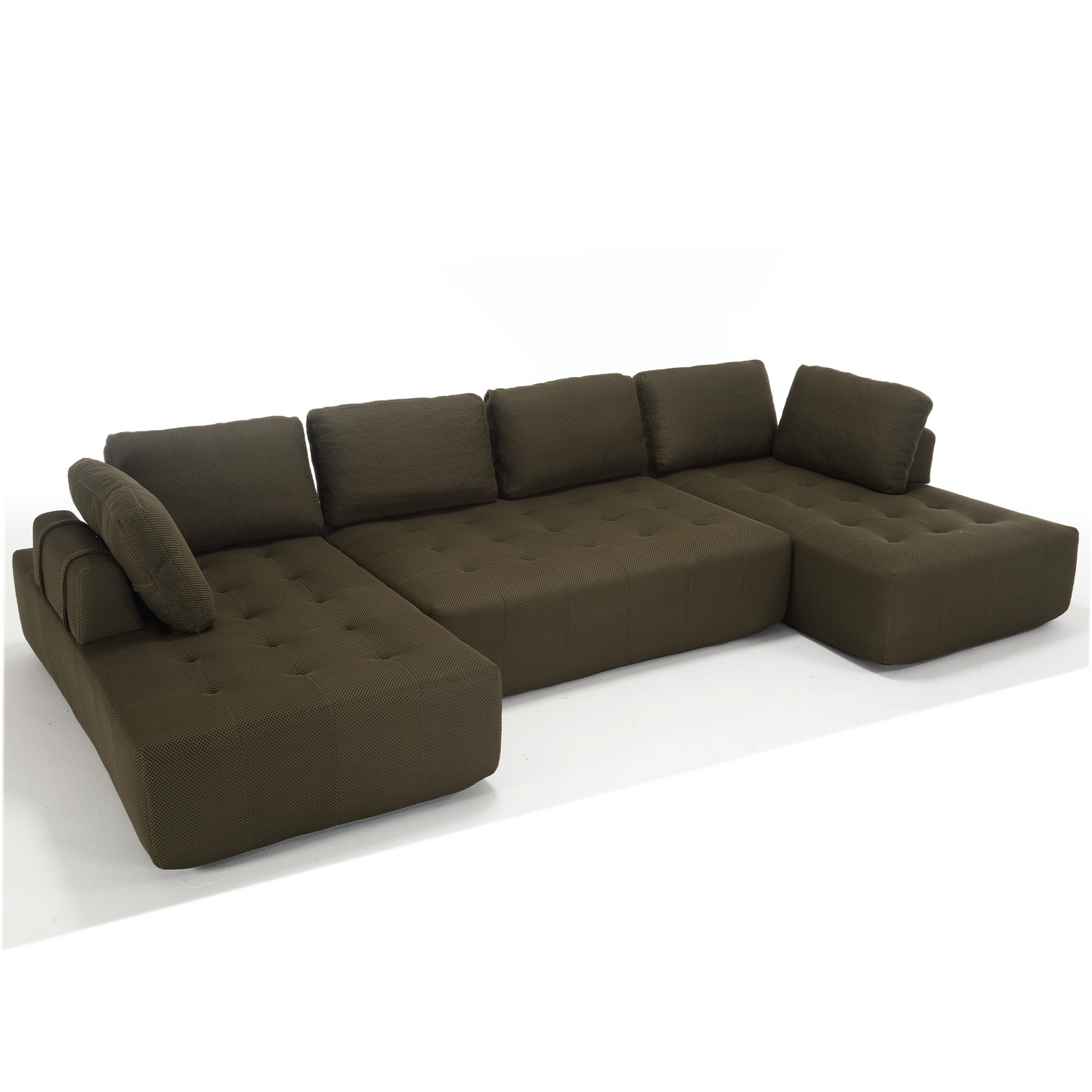 [NEW ARRIVED] [VIDEO PROVIDED]138.5 "Modular Combination Sofa, U-shaped Sofa, Living Room, Apartment, Upholstered ,6-seat Sofa, Free Combination Sofa (Mesh Fabric), Breathable Fabric,Green