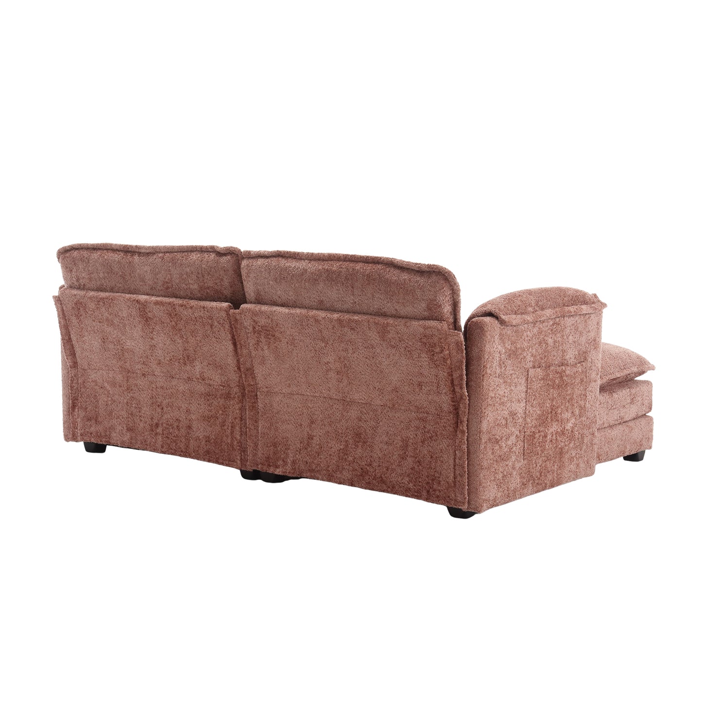 UNITED WE WIN Chenille fabric, removable armrests with side pockets, high density sponge filling, oversized double sofa with footstool