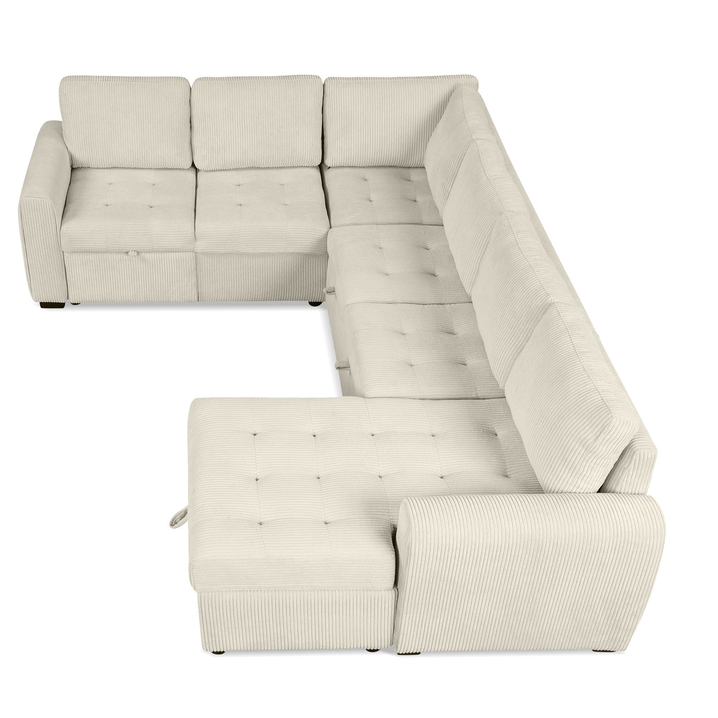 107.5" U-shaped Sofa Sectional Sofa Pull-out Sofa bed with a Storage Chaise Lounge, Charging Devices for Living Room, Beige