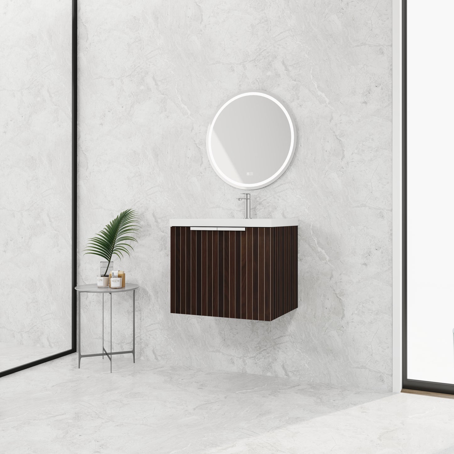 24 Inch Bathroom Cabinet With Resin Sink,Soft Close Doors,Float Mounting Design, For Small Bathroom