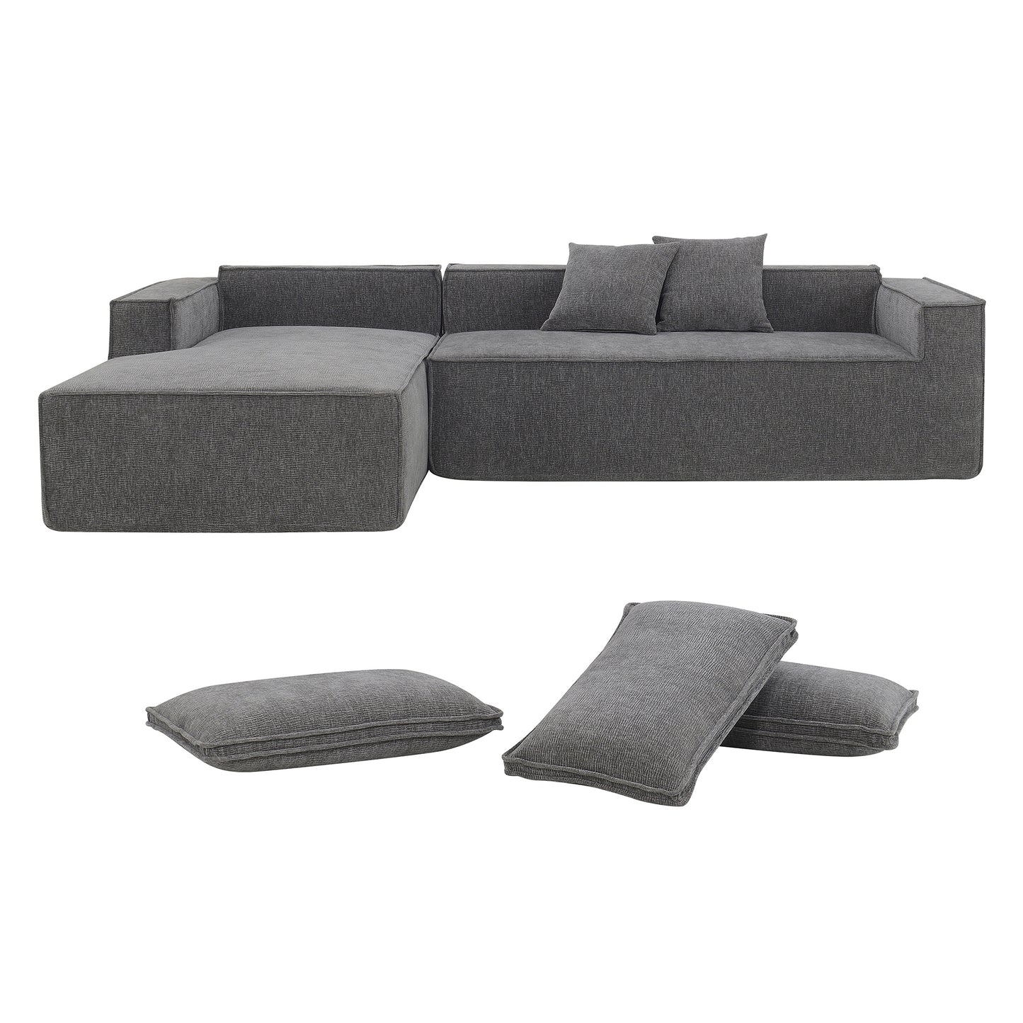 [VIDEO+New] 111.5*72" Minimalist Style Modular Sectional Sofa,Wrinkle-resistant Chenille Couch Set,L-Shaped Compressed Sofa for Living Room,2 PIC Free Combination,No Assembly Require,3 Colors