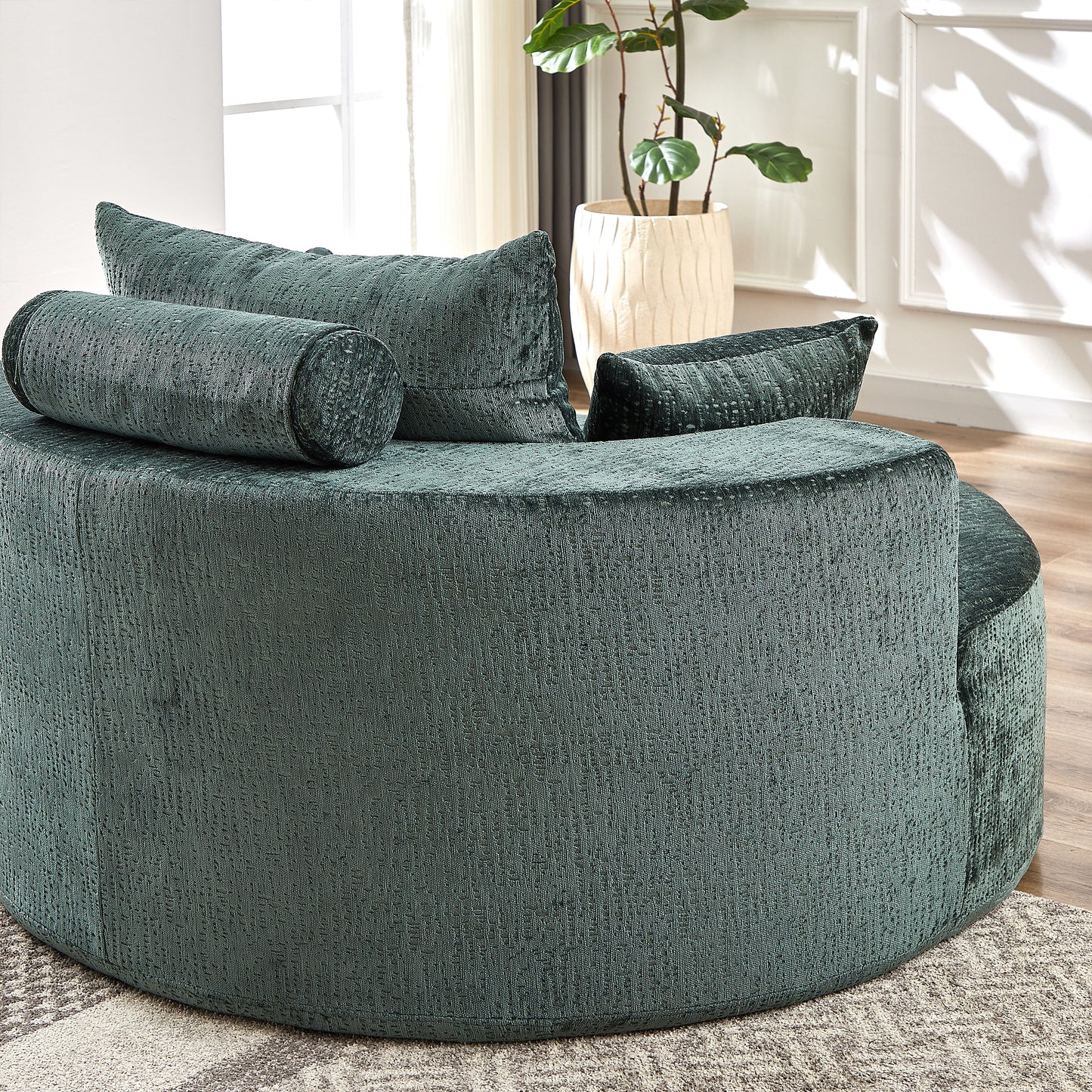 55''L Chenille Sponge single sofa,No Assembly Required,Fluffy Modern Sleeper Chair for Living room, Bedroom, Lounge and Projection Room(Not a swivel chair.)