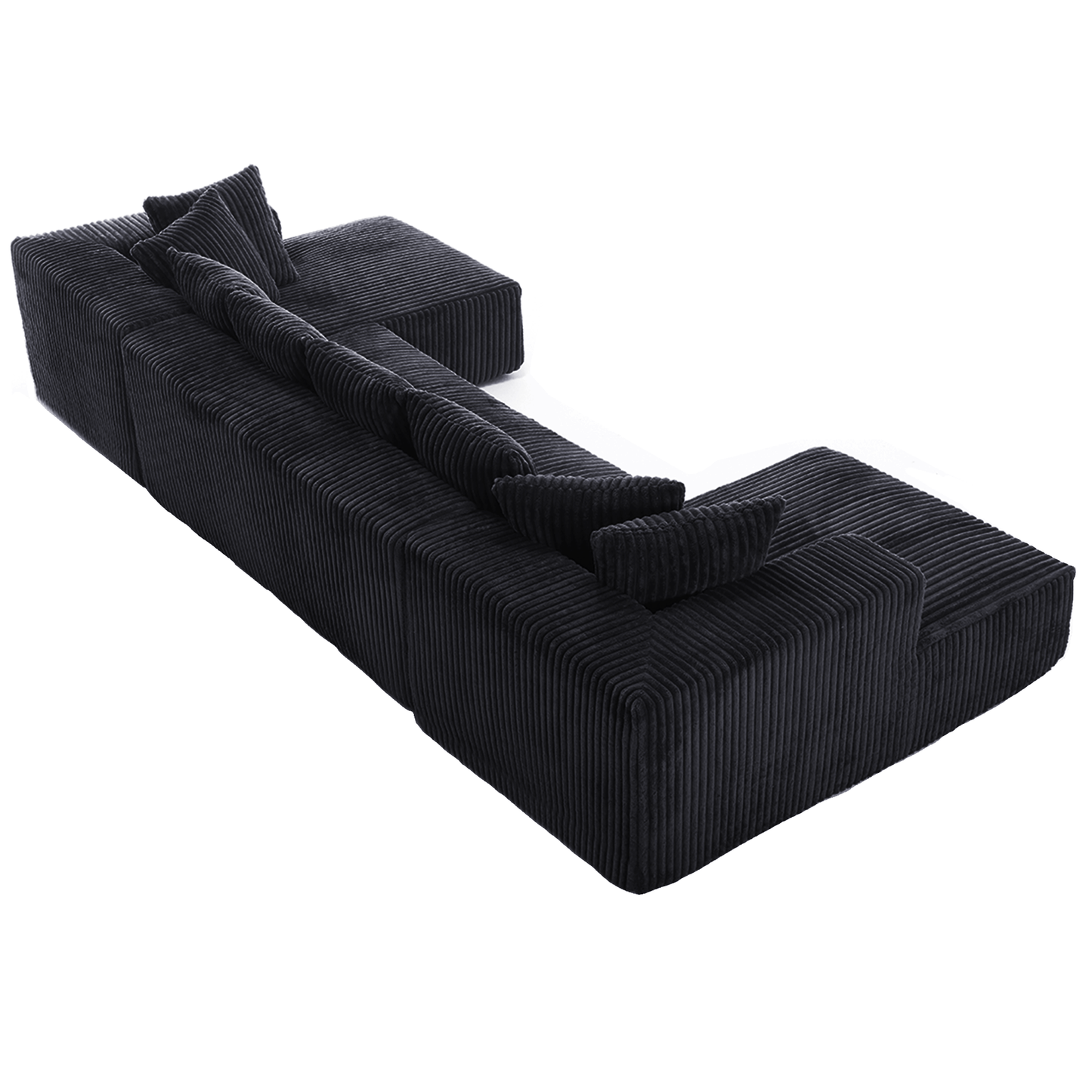 [NEW ARRIVED] [VIDEO PROVIDED]131'' Modular Sectional Couch, U-shaped sofa , Chaise Lounge, Striped fabric,Upholstered 4 Seater Couch for Living Room, Bedroom, Free Combination Sofa (Corduroy),Black