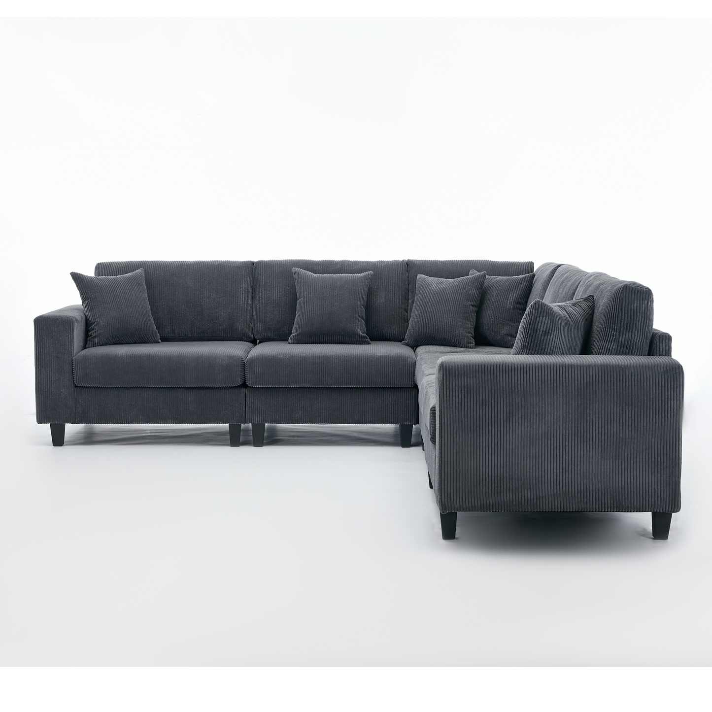 [NEW PACKAGING UPGRADE]Oversized Modular Sectional Sofa Set, L Shaped Couch,Corduroy ,Upholstered,Deep Seat,,5 Seat,5 Throw pillow and 6 back cushion,Living Room, Apartment , Gray