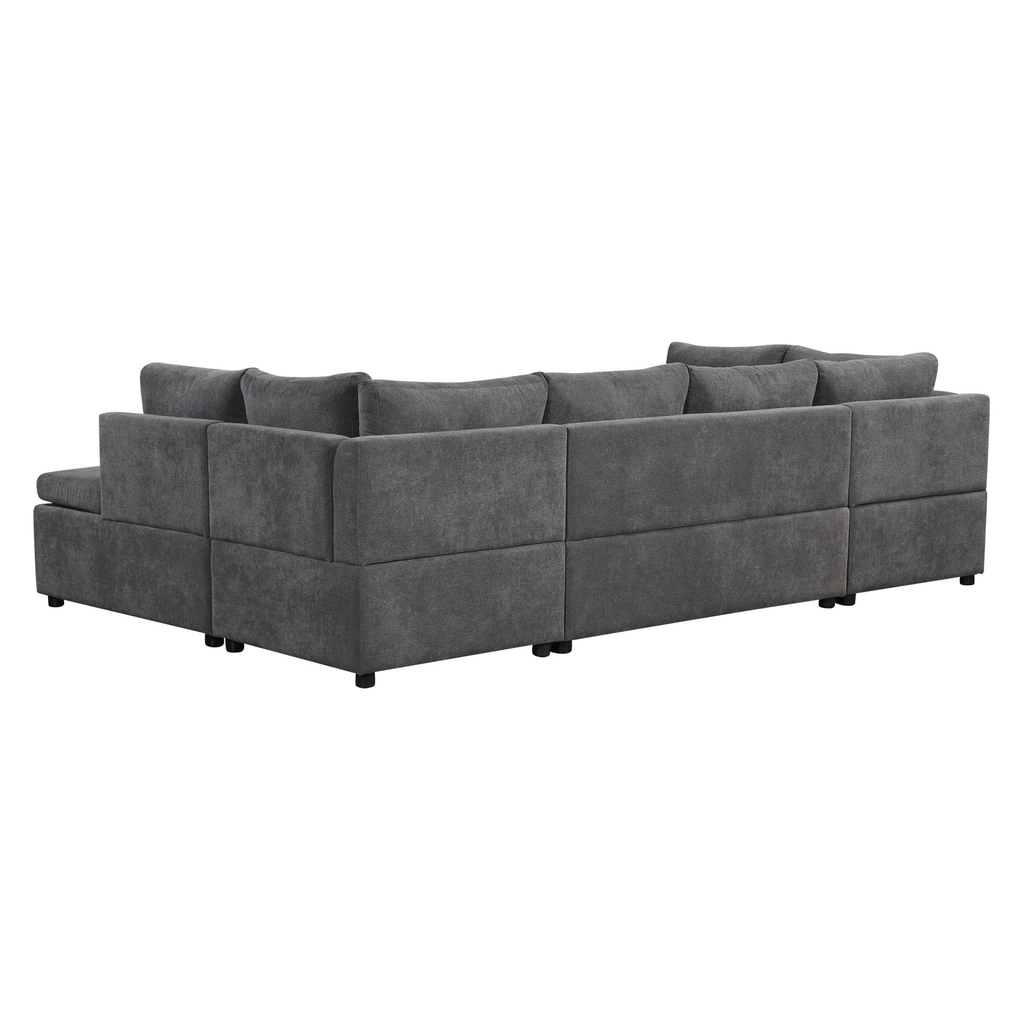 117.3" Oversized Sectional Sofa U- shaped Sofa Couch Pull-out Sofa Bed with Two Throw Pillows for Living Room, Gray