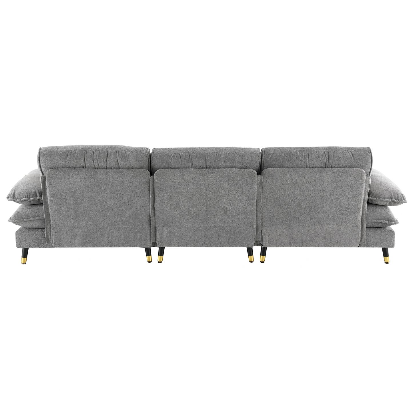 [VIDEO provided][New]106*66.5" L shaped Convertible Sectional Sofa,4 Seat Tufted Couch Set with Two-tone Adjust Legs,Cloud Chenille Fabric,Movable Ottoman for Living Room,  Apartment,Office,3 Colors