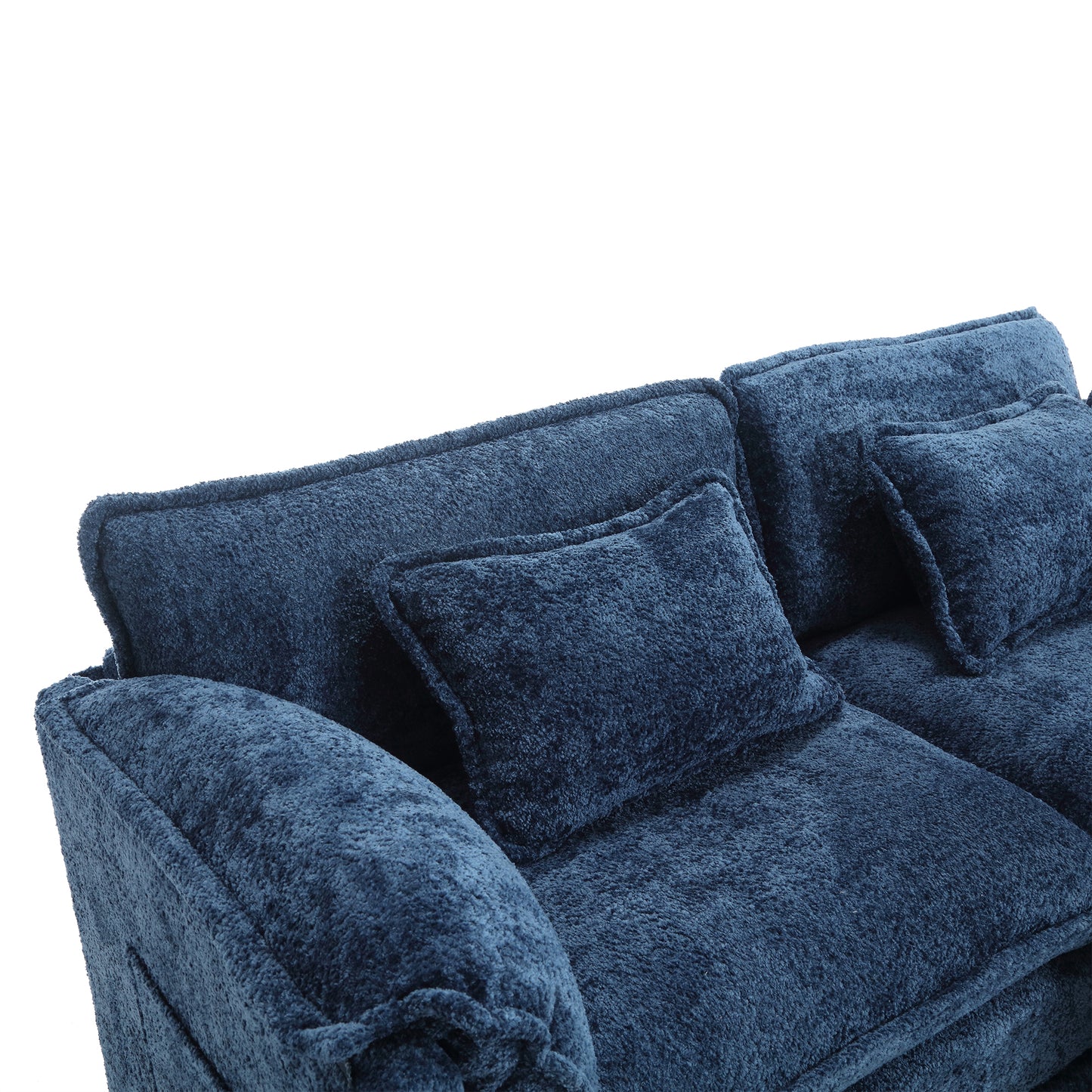 UNITED WE WIN Chenille fabric, removable armrests with side pockets, high density sponge filling, oversized double sofa with footstool