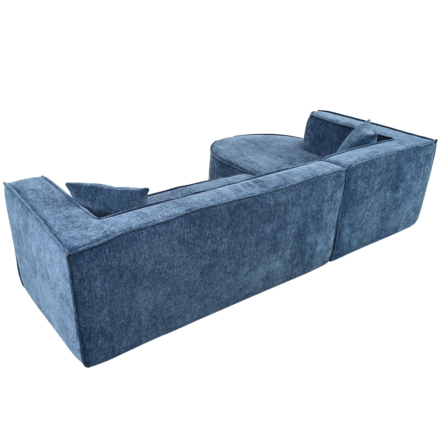 U_Style Modern Style Sectional Sofa,Sponge Sectional Sofa Couch,Modular L-Shape Sofa Couch with Elegant curved design and luxurious chenille fabric,two throw pillows,for Living Room, Study