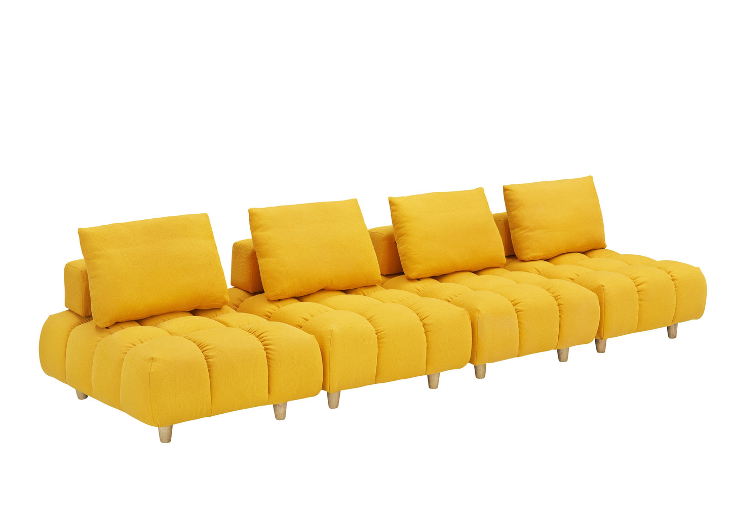 120 inches long, Teddy Sofa Fabric, with spacious and comfortable seats, for Apartment Office Living Room -Yellow