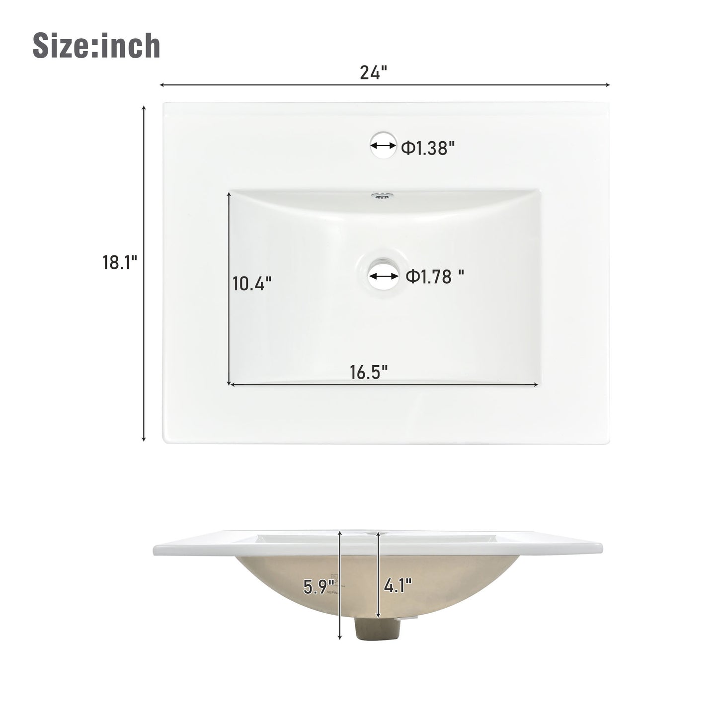 24-Inch Wall Mounted Bathroom Vanity with 2 Drawers - Ideal for Small Bathrooms