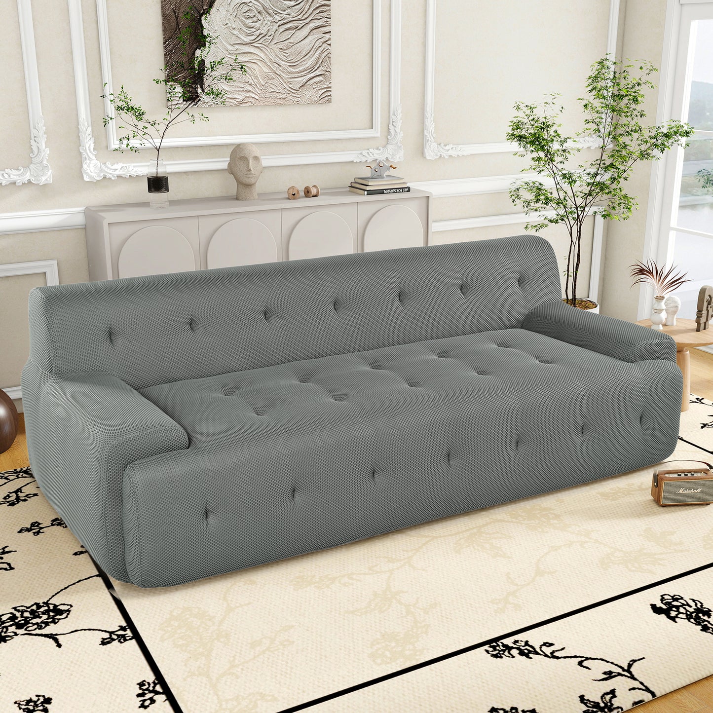 U_Style 86.2'' Modern Minimalist Style Tufted Design Upholstered Sofa, 3-Seat Modular Lounge Sofa for Living Room, Bedroom, and Apartment