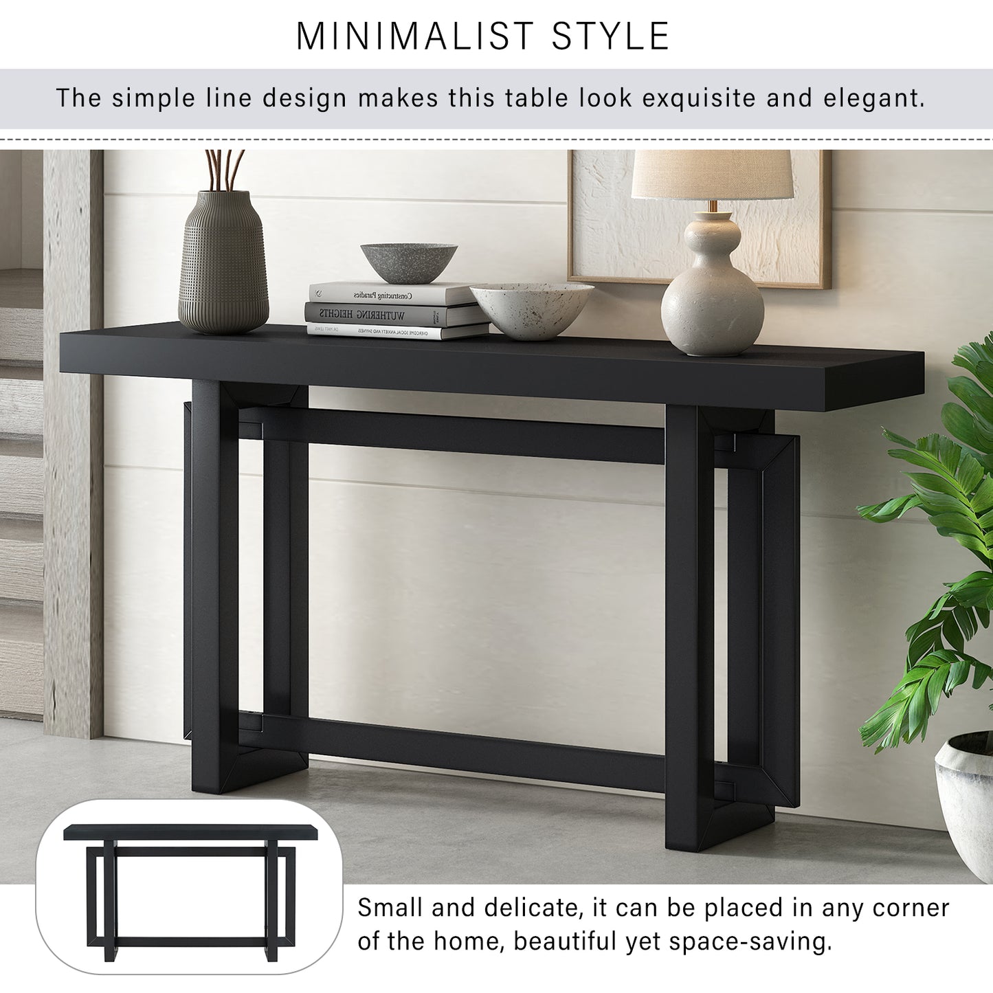 U_STYLE Contemporary Console Table with Wood Top, Extra Long Entryway Table for Entryway, Hallway, Living Room, Foyer, Corridor